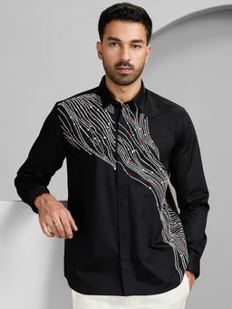 Albino - Black Cotton Casual Full Sleeves Shirt