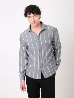 BLNK - Grey Casual Linen Blend Full Sleeves Shirt