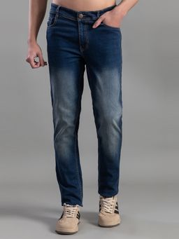 Club York - Navy Blue Tapered Fit Solid Denim Jeans