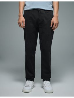 Flying Machine - Black Dobby Solid Pant