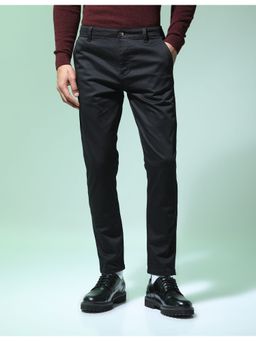 Flying Machine - Black Slash Slim Tapered Fit Solid Trousers