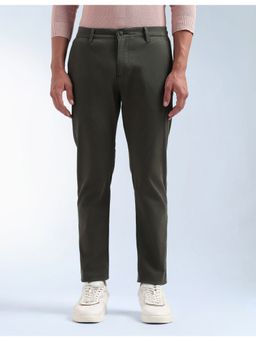 Flying Machine - Green Slash Slim Tapered Fit Mid Rise Pant