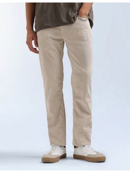 Flying Machine - Beige Relaxed Straight Fit Corduroy Pant