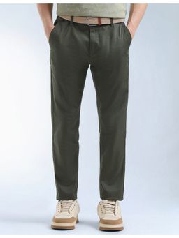 Flying Machine - Olive Slash Slim Tapered Fit Twill Pant