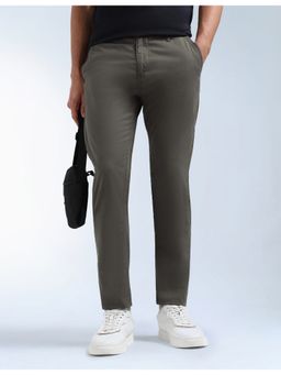 Flying Machine - Olive Slash Slim Tapered Fit Twill Pant