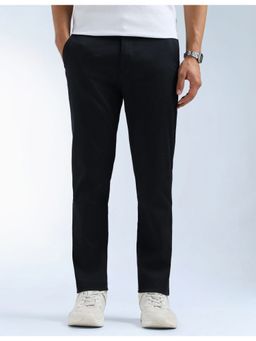 Flying Machine - Black Satin Slash Slim Tapered Fit Pant
