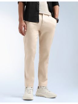 Flying Machine - Beige Slash Slim Tapered Fit Mid Rise Trousers