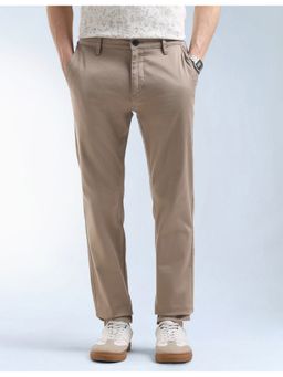 Flying Machine - Brown Slash Slim Tapered Fit Mid Rise Pant