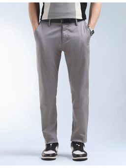 Flying Machine - Grey Slash Slim Tapered Fit Mid Rise Pant