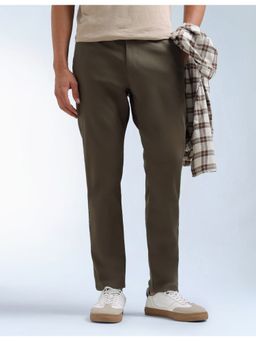 Flying Machine - Olive Mid Rise Slash Slim Tapered Fit Pant