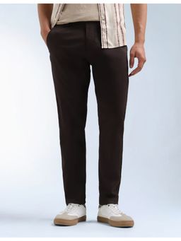 Flying Machine - Brown Mid Rise Slash Slim Tapered Fit Pant