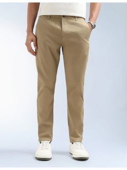 Flying Machine - Beige Mid Rise Slash Slim Tapered Fit Pant