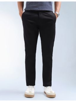 Flying Machine - Black Mid Rise Slash Slim Tapered Fit Trousers