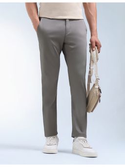 Flying Machine - Grey Mid Rise Slash Slim Tapered Fit Trousers
