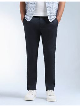 Flying Machine - Blue Slash Slim Tapered Fit Satin Trousers