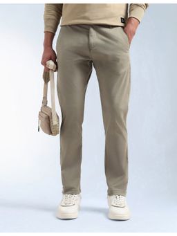 Flying Machine - Green Twill Slash Slim Tapered Fit Pant