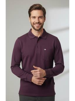 SANDPIPER - Polo Collar Pockets Purple T-Shirt