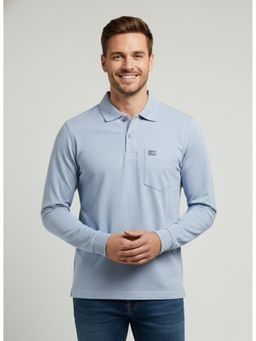 SANDPIPER - Polo Collar Pockets Sky Blue T-Shirt
