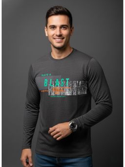SANDPIPER - Charcoal Round Neck Full Sleeve T-Shirt