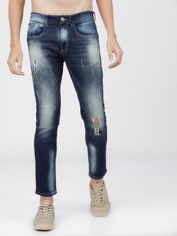 HIGHLANDER - Blue Tapered Fit Solid Jeans