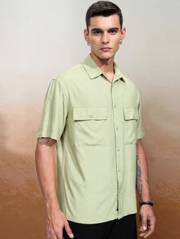 HIGHLANDER - Viscose Solid Green Shirt
