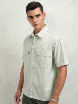 HIGHLANDER - Cotton Printed Olive Shirt