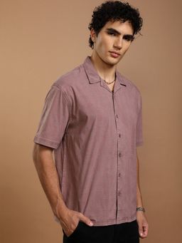 HIGHLANDER - Cotton Printed Mauve Shirt