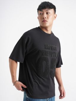 HIGHLANDER - Black Round Neck Oversized T-Shirt