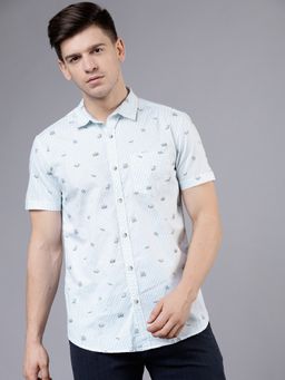 HIGHLANDER - Cotton Printed Slim Fit White Shirt