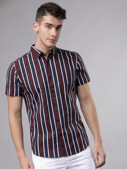 HIGHLANDER - Cotton Stripes Collar Neck Multicolour Shirt