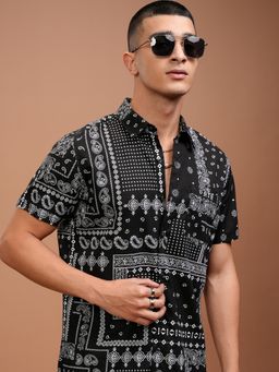 HIGHLANDER - Cotton Printed Black Shirt