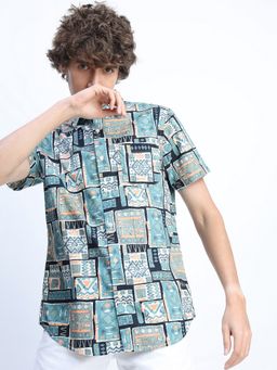 HIGHLANDER - Printed Blue Shirt