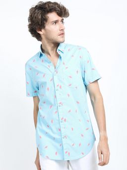 HIGHLANDER - Cotton Blue Printed Shirt