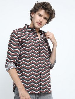HIGHLANDER - Cotton Printed Brown Shirt
