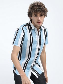 HIGHLANDER - Cotton Stripes Blue Shirt