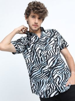 HIGHLANDER - Cotton Animal Print Black Shirt