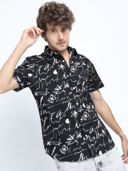 HIGHLANDER - Cotton Black Printed Shirt