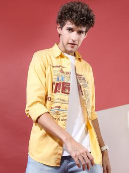HIGHLANDER - Cotton Printed Yellow Shirt