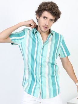 HIGHLANDER - Cotton Green Stripes Shirt
