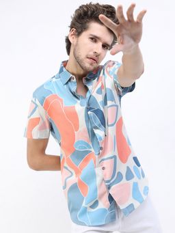 HIGHLANDER - Cotton Abstract Printed Multi-Color Shirt