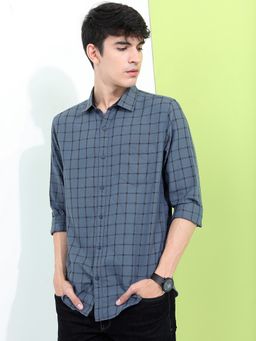 HIGHLANDER - Cotton Blend Checks Grey Shirt