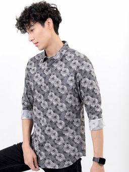 HIGHLANDER - Cotton Black Floral Print Shirt