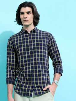HIGHLANDER - Cotton Checks Navy Blue Shirt