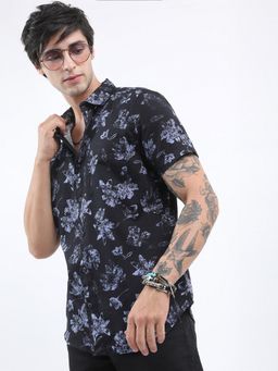 HIGHLANDER - Cotton Floral Black Shirt