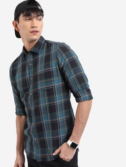 HIGHLANDER - Cotton Blend Black Checks Shirt