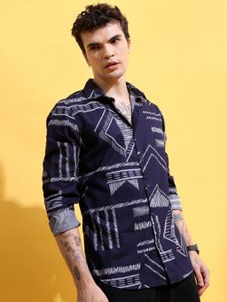HIGHLANDER - Cotton Blue Printed Shirt