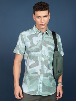 HIGHLANDER - Cotton Printed Green Shirt