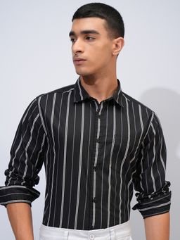 HIGHLANDER - Cotton Stripes Black Shirt