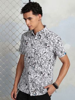 HIGHLANDER - Cotton Printed Grey Shirt