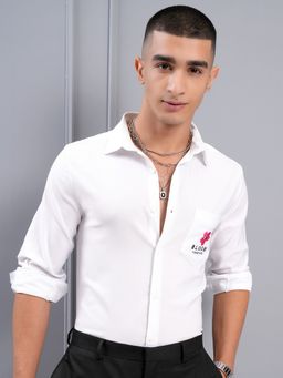 HIGHLANDER - Polyester Blend Solid White Shirt